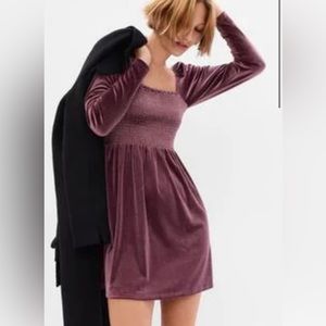 Gap Smocked Velvet Mini Dress